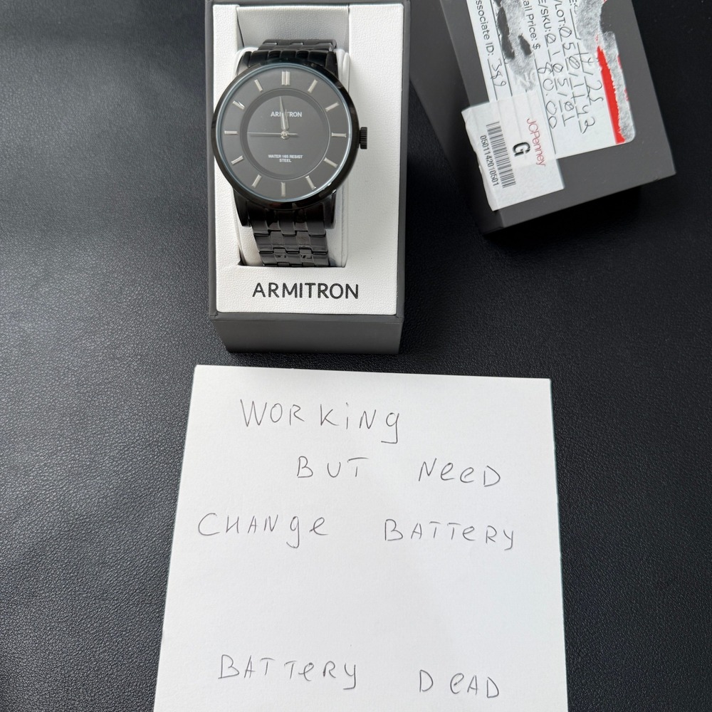 Armitron 20/4962TI Men's Black Stainless Steel Bracelet Watch NEEDS BATTERY‎